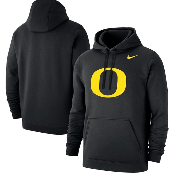 Men's Nike Black Oregon Ducks Primary Logo Club Pullover Hoodie - Picture 1 of 6